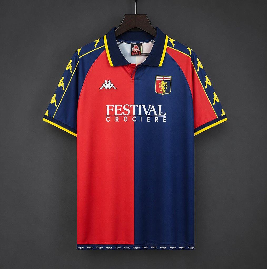 Men Genoa CFC Home Retro Classic Jersey 1999/00 Shirt Soccer Football 99/00