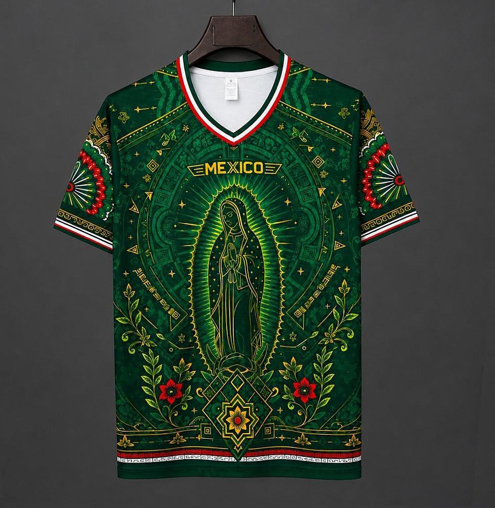 Men Mexico Special Edtion Virgen De Guadalupe Green Aztec Jersey 2026 Shirt Soccer Football
