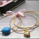 JUICY COUTURE TURQUOISE GEM BANGLE BRACELET SET $88 NIB