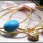 JUICY COUTURE TURQUOISE GEM BANGLE BRACELET SET $88 NIB
