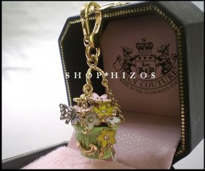 AUTHENTIC JUICY COUTURE PAVE FLOWER BASKET CHARM NIB