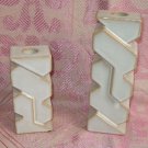 ?FRANKOMA? Two MOD creamy white & sand glaze ceramic candle holders