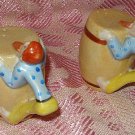 OLD hillbilly on oak barrel salt & pepper shakers  FREE US SHIPPING