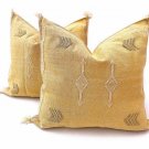 2 vintage Moroccan Cactus silk Yellow pillow cover handmade sabra cushion cover