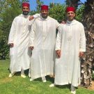 Djellaba Moroccan Men Hooded  Kaftan Thobe Handmade Embroidered white 5 pieces