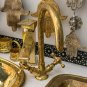 Moroccan BRASS hand engraved long mixer wash basin faucet swan neck tap H30cm