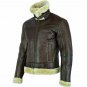 Men's Cowhide Fur Jacket Bomber Aviator Black Tan Leather Classic