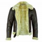 Men's Cowhide Fur Jacket Bomber Aviator Black Tan Leather Classic