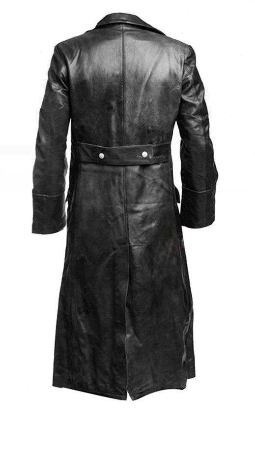 Pure Leather Men's Trench Coat | Mens Vintage German Military Genuine Leather Jacket Trench Coat