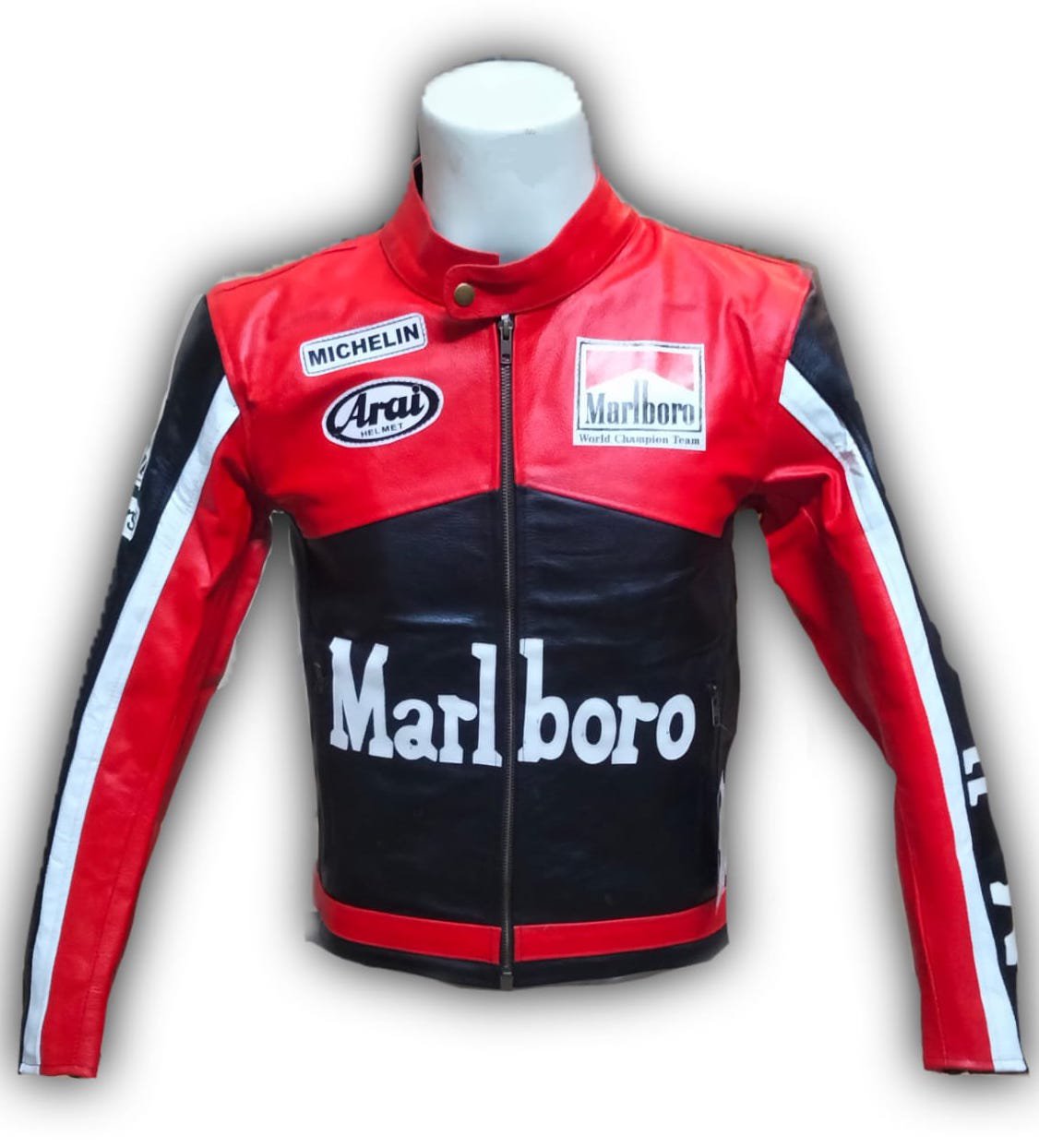 Vintage Marlboro Racing Jacket, Red and Black Leather Jacket | The ...