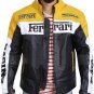 Men Ferrari Leather Motorcycle Jacket Yellow