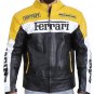 Men Ferrari Leather Motorcycle Jacket Yellow
