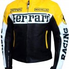 Men Ferrari Leather Motorcycle Jacket Yellow