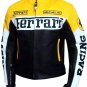 Men Ferrari Leather Motorcycle Jacket Yellow