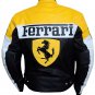 Men Ferrari Leather Motorcycle Jacket Yellow