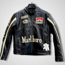 Men Marlboro Leather Jacket Vintage Racing Rare Motorcycle Biker Leather Jacket Black