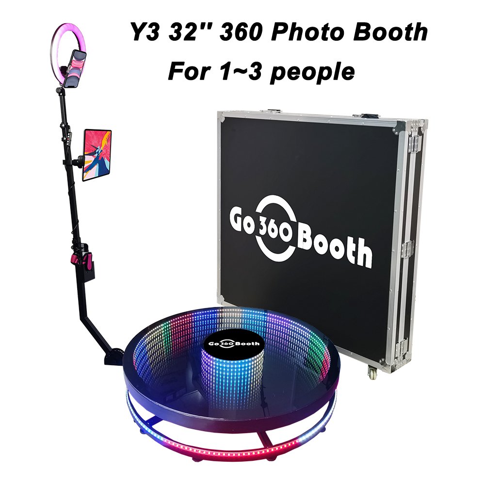GO360BOOTH Y3 32" Infinity LED Glass 360 Photo Booth Automatic & Manual For Weddings