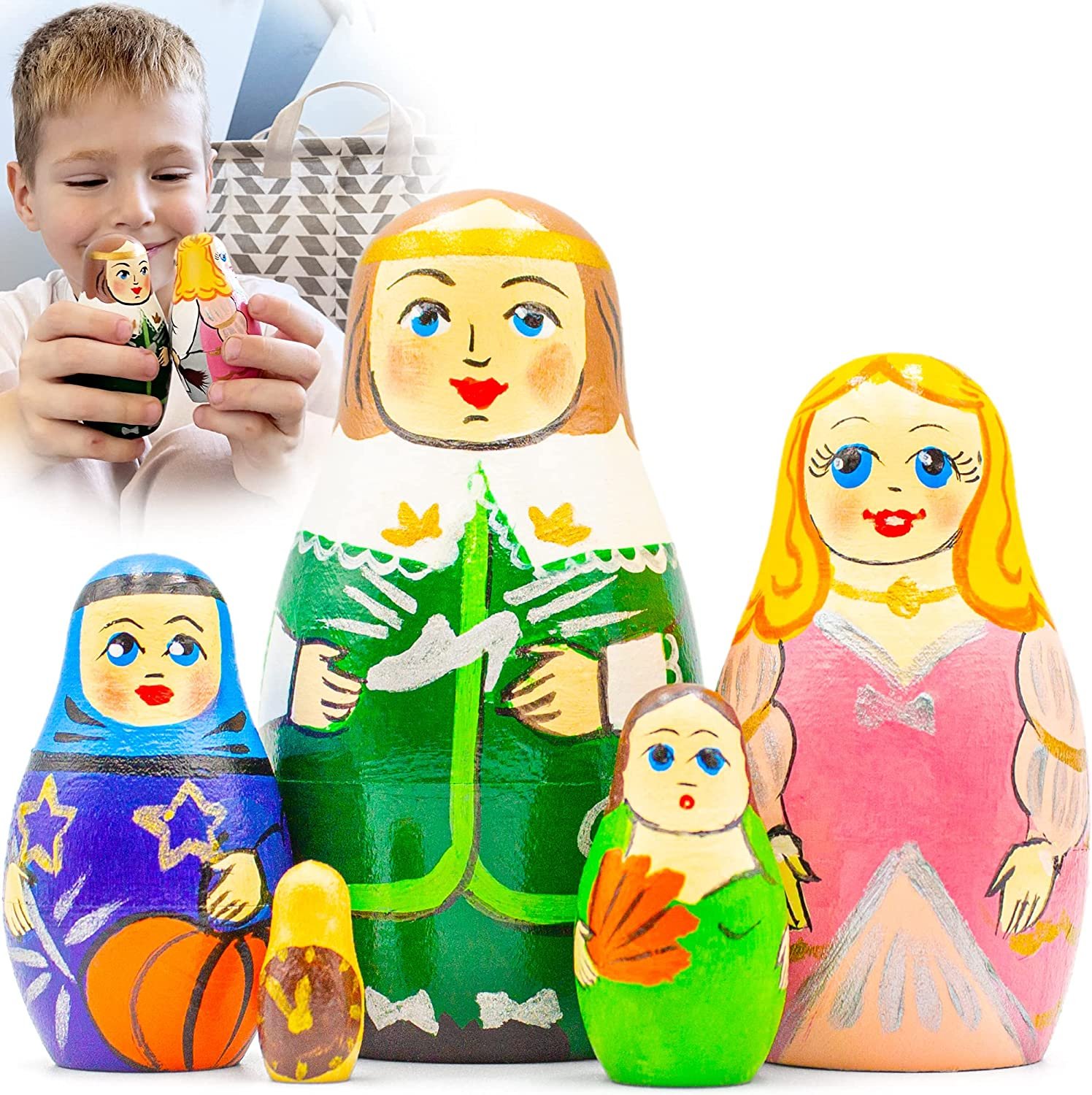 Nesting Dolls The Famous Fairy Tale of Cinderella Set 5 pcs