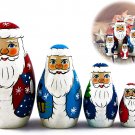 Nesting Dolls Father Frost Set 5 pcs - Russian Santa Claus Toys - Ded Moroz Toy