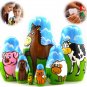Farm Animals Set 7 pcs Wood Nesting Dolls for Kids - Pet Figurine Set Wooden Matryoshka Stacking Toy