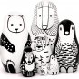 Black and White Wooden Animals Nesting Dolls Set of 7 pcs - Black and White Matryoshka Doll