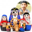 Pirates Nesting Dolls Set of 7 pcs - Russian Matryoshka Dolls for Kids - Pirate Figurines