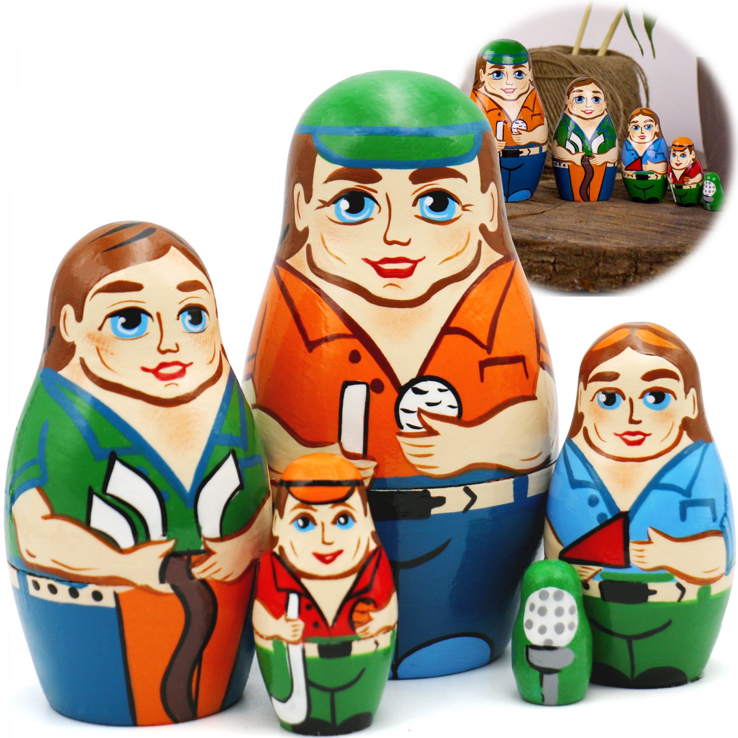 Golf Themed Nesting Dolls 5 pcs Russian Dolls Golf Decorations Golf