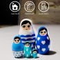 Blue Russian Nesting Dolls Set 5 pcs - Russian Dolls Blue Nursery Decor for Boys