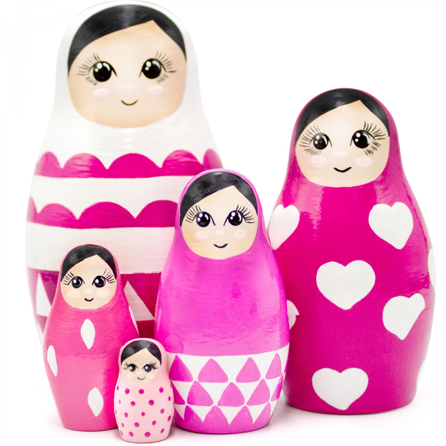 Pink Nesting Dolls 5 pcs Russian Dolls Pink Decorations Pink