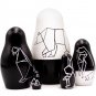 Black Nesting Dolls Set 5 pcs - Black Decor Geometric Animals - Minimalist Gifts