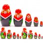 Russian Nesting Dolls Set of 5 pcs - Russian Doll in Sarafan with Strawberries