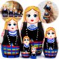 Belorussian Nesting Dolls Set 5 pcs - Russian Dolls in Novogrudok Ethnic Costume