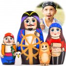 Matryoshka Nesting Dolls Set 5 pcs - Pirate Decor - Pirate Theme Stacking Toys