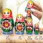 Handmade Babushka Nesting Dolls with Flowers Set 5 pcs - Matryoshka Doll with Flower Decororations