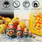 Handmade Babushka Nesting Dolls with Flowers Set 5 pcs - Matryoshka Doll with Flower Decororations