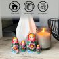 Handmade Babushka Nesting Dolls with Flowers Set 5 pcs - Matryoshka Doll with Flower Decororations