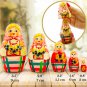 Russian Nesting Dolls Set of 5 pcs - Russian Doll with Cornflowers and Spikelets