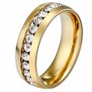Crystal Rings for Women Gold Color Stainless Steel Jewerly Gifts