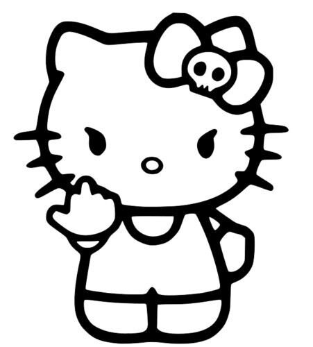 Hello Kitty Standing Flipping the Bird Vinyl Decal *Pick the Color w ...