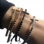 x2 Piece Diamond Bead Rope Cross Adjustable Size Religious Fashion Bracelets