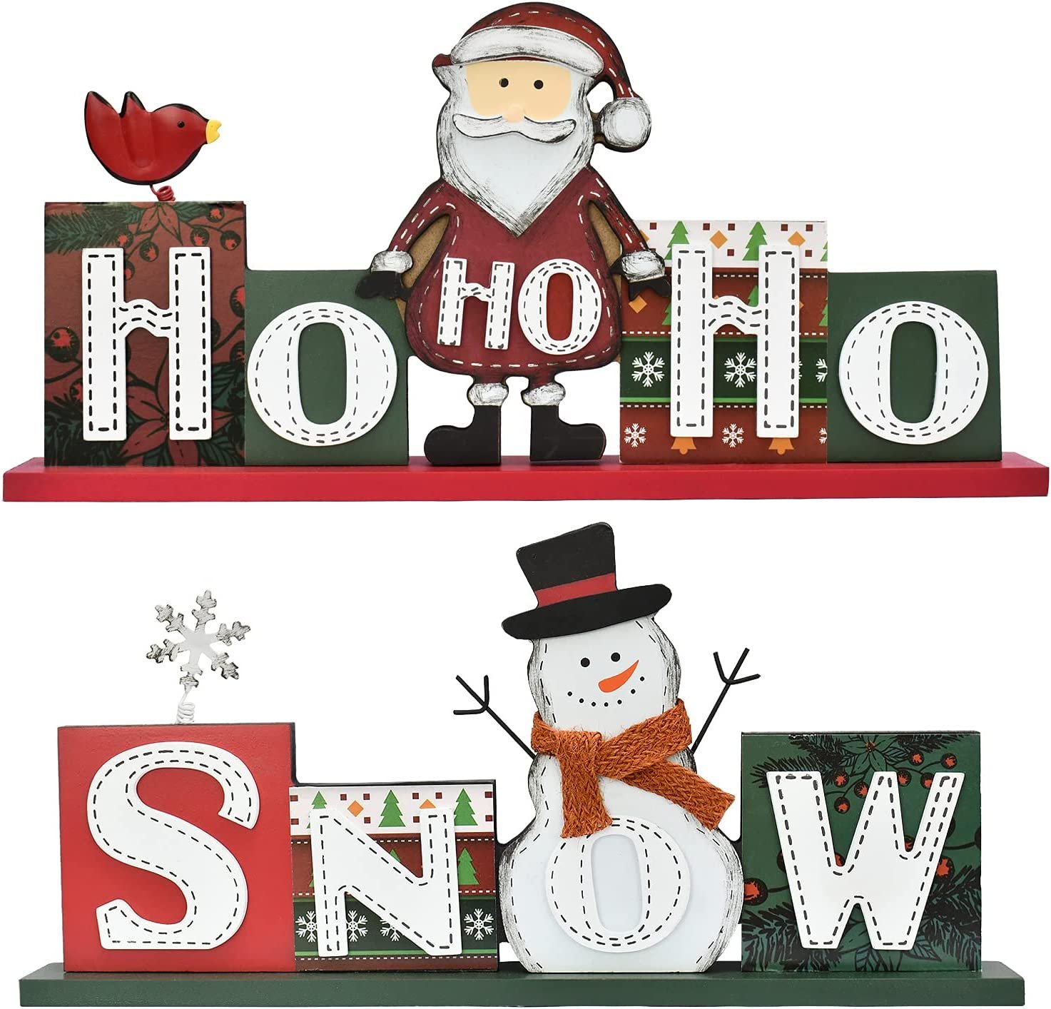 Santa Claus Snowman Wooden Table Decorations Ho Ho Ho Sign Snow Wooden Sign