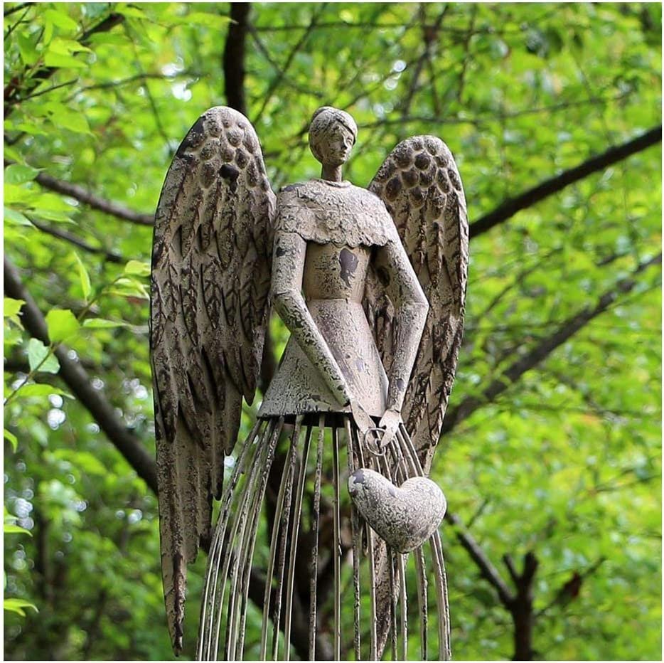 Garden Angel Statue Decor Rustic Metal Angel Sculpture Garden Yard Art