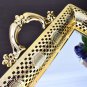 Decorative Gold Mirror Tray Decor Metal Jewelry Perfume Organizer Makeup Tray