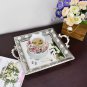 Serving Tray with Handles Mirrored Vanity Tray for Dresser (Silver - 14.57×11.6")