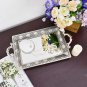 Serving Tray with Handles Mirrored Vanity Tray for Dresser (Silver - 16.14×9.45")