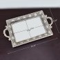 Serving Tray with Handles Mirrored Vanity Tray for Dresser (Silver - 16.14×9.45")