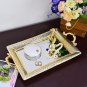 Serving Tray with Handles Mirrored Vanity Tray for Dresser (Gold 2 - 16.14×9.45")