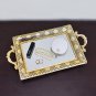 Serving Tray with Handles Mirrored Vanity Tray for Dresser (Gold - 16.14×9.45")