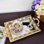 Serving Tray with Handles Mirrored Vanity Tray for Dresser (Gold - 16.14×9.45")