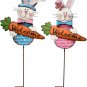Metal Easter Rabbit Yard Stake Decor Art Ornaments Rustic Outdoor Bunny